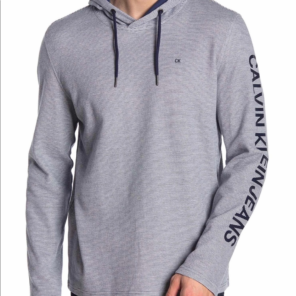 CALVIN KLEIN sleeve logo stripe hoodie